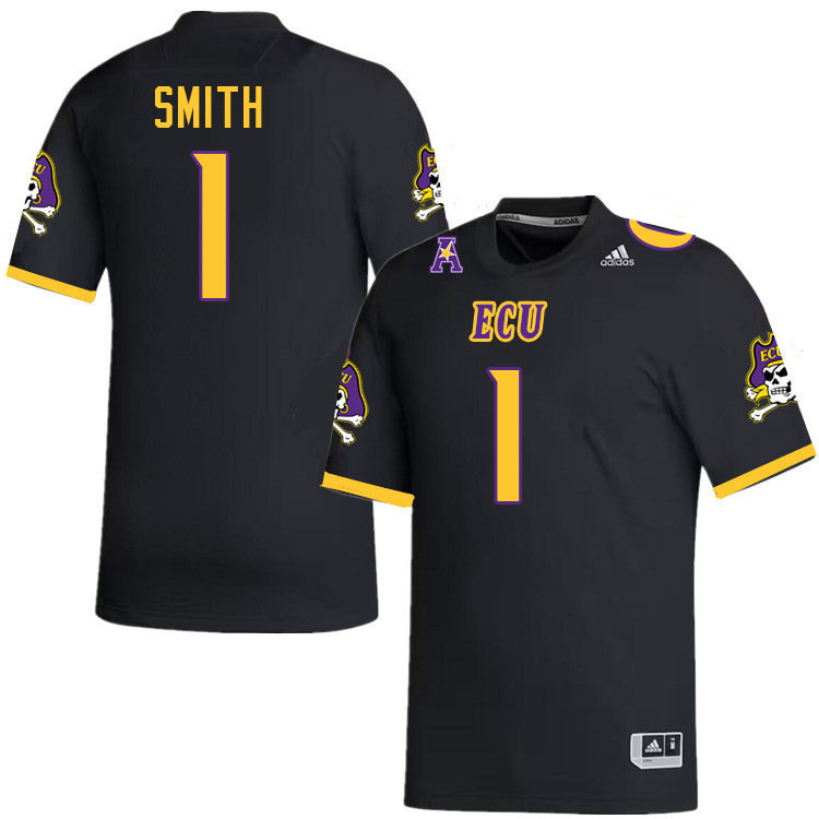 #1 Yannick Smith East Carolina Pirates College Football Jersey Stitched-Black